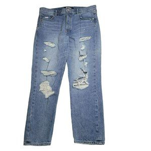 Express Jeans High Rise Button Fly Distressed Womens 10